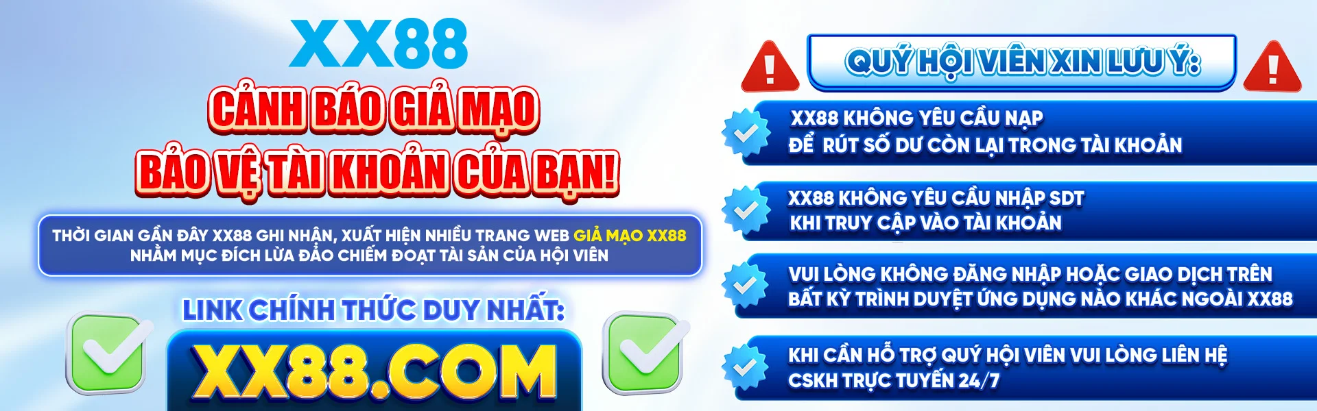 xx88 cảnh báo